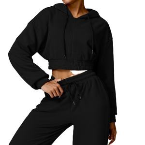Hiver Chaud Avec Hoodies Confortable Crop Thick Jackets Girls Long Sleeves Soft Outdoor Hoodies Street Wear Zip Up Hoodies 2025 - Product Image 2