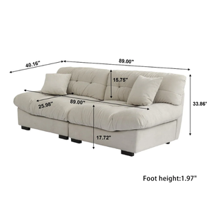 Muebles para el Hogar, Sofá para Sala de Estar, Muebles de Interior Hechos de Madera de Teca Suave con Espuma Gruesa y Tela Suave - Product Image 5