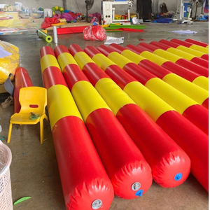 Parcours d'obstacles gonflable publicitaire en PVC rouge et jaune à carreaux, pour usage commercial, équipement sportif extérieur, adapté à tous les âges - Product Image 6