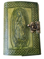 Livre de sorts, journal relié en cuir, papier à bords festonnés, journal quotidien vert, livre antique vintage pour hommes et femmes