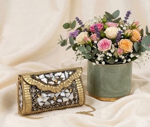 Handcrafted <b>Silver</b>-Plated Rectangle Mosaic <b>Clutch</b> Purse Sling Bag-F S INTERNATIONAL Thanksgiving Gift - Product Image 1