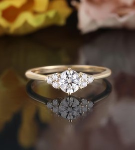 Round Cut Moissanite <b>Ring</b> 925 Sterling <b>Silver</b> Engagement <b>Ring</b> Classic <b>Solitaire</b> Wedding <b>Ring</b> Minimalist Jewelry Gift for Her - Product Image 1
