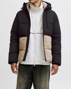 <b>Men's</b> Puffer Jacket-Bright High Contrast Winter Coat-Canvas Stand Collar Front Lightweight Breathable Training Outerwear <b>Set</b> - Product Image 1