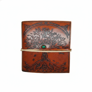 Carnet en cuir marron gaufré motif Arbre de Vie, fait main, design celtique, journal vintage, carnet de voyage, livre d'écriture, travail de pierre, 7x5 pouces - Product Image 5