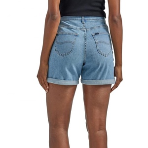 Fashionable Women Knee Length Denim Washed Distressed Jeans Shorts High Waist Summer Women Denim Shorts - Product Image 2