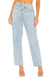 Jean en denim tendance pour femme, coupe droite, taille haute, style mom, extensible, écologique, respirant, 100 % coton - Product Image 2