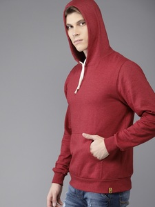 Sweat-shirt à capuche uni pour homme, coupe classique, décontracté, en coton tricoté, avec poche, pour l'automne - Product Image 3