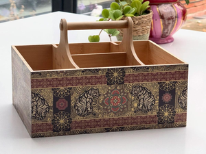 Support à Couverts en Bois Imprimé Fait Main Écologique de Haute Qualité, Organisateur d'Ustensiles de Cuisine, Compatible Lave-Vaisselle pour la Maison - Meilleures Ventes - Product Image 3