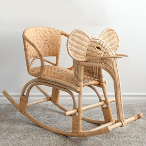Chaise à bascule pour bébé, jouet en bois, cheval à bascule, jouets animaux à chevaucher, balançoires en rotin en forme d'éléphant - Product Image 5