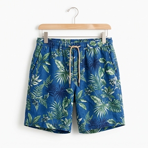 Men's Summer Printed Resort Linen Shorts <b>Botanical</b> Pattern Breathable Shorts OEM ODM Wholesale Factory Custom <b>Print</b> - Product Image 1