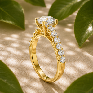 Bague de fiançailles solitaire pavée de diamants ronds cultivés en laboratoire de 1,54 carat, or massif 14 carats, style vintage, certifiée IGI - Product Image 2