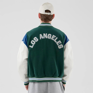 Factory Custom Wool Letterman <b>Baseball</b> <b>Jacket</b> Stand Collar and Front Logo Eco-Friendly Woolen Unisex Varsity <b>Jackets</b> - Product Image 2