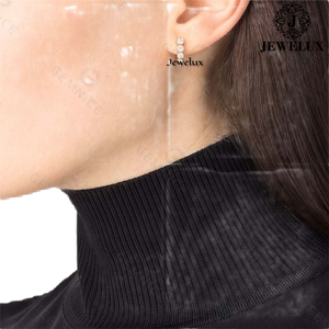 High Luxury Natural VVS Diamond <b>Stud</b> Earrings 925 Sterling <b>Silver</b> Rhodium Plated IGI Certified Stylish Bridal Party Wear Jewelry - Product Image 1