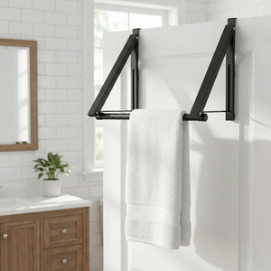 Porte-vêtements mural en métal de qualité OEM, rail de rangement sur porte, cintre de Taiwan, vêtements noirs écologiques, manteaux pliables, boîte brune - Product Image 1