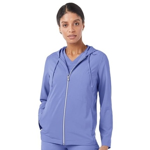 Unisex Blue Polyester Woven <b>Scrub</b> <b>Top</b> Hood Zipper Hospital Uniform Needle Detection Seamless Fusing WARPRO INDUSTRY SS-MSS-008 - Product Image 1