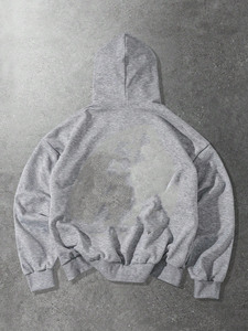 Sudaderas con capucha de dos piezas para hombre, 100% algodón y poliéster de alta densidad, personalizadas con rayas amarillas, casuales, con cremallera completa, MOQ bajo, ropa. - Product Image 3