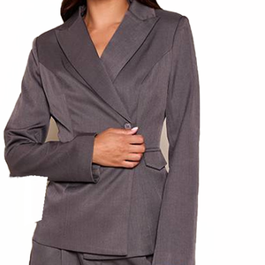 Robe Blazer Courte Grise Personnalisée pour Femme – Élégante, Décontractée, Idéale pour le Bureau – Mini-robe de Costume de Haute Qualité – Fabricant OEM/ODM en Gros - Product Image 3