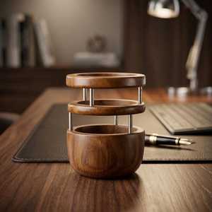 Porte-stylo en bois fait main, rond, moderne, pour la décoration de table, par Universal Overseas INDIA - Product Image 4