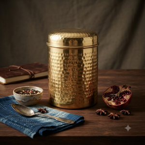 Handcrafted Hammered Brass Storage <b>Canister</b> <b>Set</b> with Airtight Lids Kitchen Containers for Tea Coffee Sugar Cookies OEM Wholesale - Product Image 4