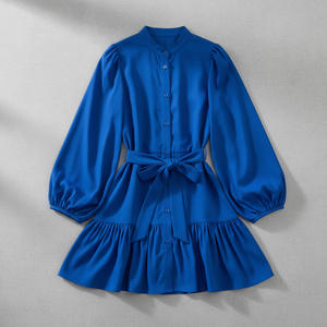 Vestido Casual de Verano para Mujer, Cuello en V, Manga Corta, Cintura Holgada, Tendencia Europea y Estadounidense, Fabricante de Bangladesh, Venta al Por Mayor Directa de Fábrica - Product Image 1