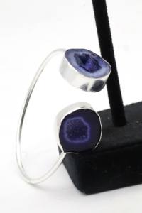 Bracelets ajustables en pierre Druzy naturelle avec argent allemand |   Bracelet manchette artisanal en pierre gemme Druzy |   Bijoux de mode pour femmes - Product Image 2