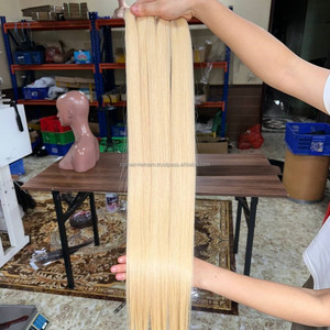 ผลิตภัณฑ์ผมเวียดนามแท้แบบขายส่ง มัดผมมนุษย์สีบลอนด์ฟอกขาว ผมตรงเรียบเนียน ต่อผมแบบเส้นตรงสองชั้น - Product Image 2