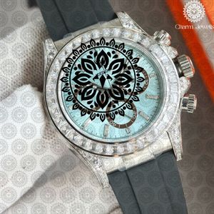 Reloj Cronógrafo de Lujo para Mujer ICEP, con Incrustaciones de Diamantes en Oro Rosa, Correa de Caucho, Caja Redonda de 42 mm, Analógico de Cuarzo - Product Image 3