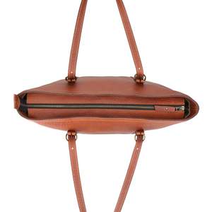 HULAR INTL Bolso Tote de Cuero Genuino de Lujo, Gran Capacidad, Asa Suave, Bolso de Hombro Casual Resistente, Correa Ajustable con Cremallera - Product Image 5