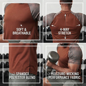 Camiseta de Compresión de Alto Rendimiento para Hombre, Textura Suave, Material Combinado, Antiencogimiento, Larga Duración, Servicio OEM - Product Image 5