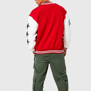 2026 New Design Custom Winter Varsity <b>Jacket</b> for <b>Men</b> Genuine <b>Leather</b> College Bomber with Stand Collar Vintage Embroidery LOW MOQ - Product Image 2