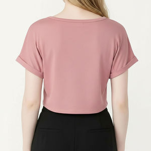 Women's Short Sleeve Casual Slim Summer <b>Crop</b> <b>Top</b> 100% Cotton Breathable O-Neck Eco-Friendly Jersey Fabric Custom <b>Crop</b> <b>Top</b> 2026 - Product Image 3