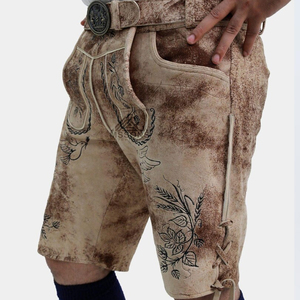 Pantalones Cortos de Cuero Tradicionales Bávaros para Hombre, Diseño Personalizado, Ropa Tradicional para Oktoberfest, Cuero Genuino, Proveedor OEM - Product Image 2