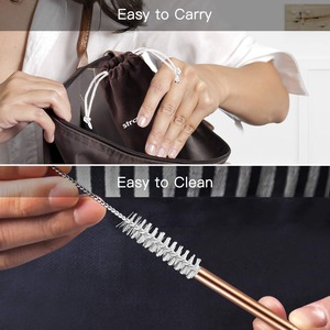 Pailles réutilisables en acier inoxydable de qualité supérieure, ensemble de pailles colorées avec brosse de nettoyage - Product Image 3