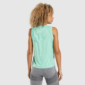 Camiseta sin mangas de punto para mujer, color verde menta, cuello redondo, transpirable, estilo casual, corte regular - Product Image 5