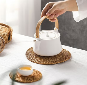 Rattan Trivets Pot Holder Wedding <b>Dinner</b> <b>Table</b> Decoration Item Placemat Bohemian <b>Table</b> <b>Mat</b> Natural Black White Weave Design - Product Image 3