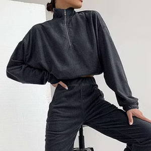 <b>Women</b> Fleece Knitted Winter Solid Color Long Sleeve High Waist Regular Fit Full Length Jumpsuit <b>Set</b> Casual Breathable Sleeveless - Product Image 5