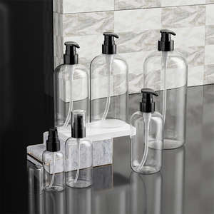 ขวดปั๊มพลาสติก PET ใสทรงบอสตัน ขนาด 2 ออนซ์ 4 ออนซ์ 8 ออนซ์ 12 ออนซ์ 16 ออนซ์ 33 ออนซ์ สำหรับบรรจุโลชั่น เจลอาบน้ำ แชมพู และเครื่องสำอาง - Product Image 1