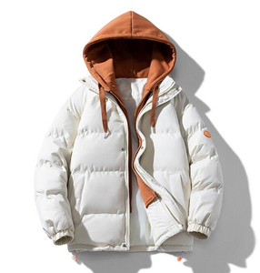 Parka de invierno para hombre al por mayor, personalizada, informal, con relleno de plumón, cierre de cremallera y embalaje en tambor. - Product Image 2
