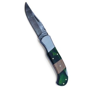 Cuchillos Plegables Premium con Hoja de Acero de Damasco, Diseño Artesanal de Bolsillo con Mango Cómodo para Caza, Camping y Uso General al Aire Libre - Product Image 2