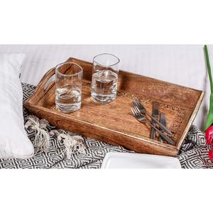 Plateau de service en bois rustique avec plateau de cuisine décoratif fabriqué à la main prix de gros poignée les deux bords - Product Image 5