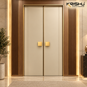 Poignée de porte double carrée moderne en laiton GLOW, bouton de meuble noir et or, quincaillerie de mobilier - Product Image 4