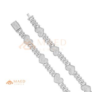 Luxury Moissanite Heart Cuban Link <b>Necklace</b> 925 Sterling <b>Silver</b> Hip Hop Chain Jewelry Gift <b>for</b> Women and <b>Men</b> - Product Image 5