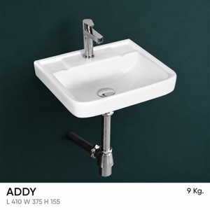 Lavabo de Pared ADDY, Rectangular, con un Solo Orificio, Grifo Cromado, Diseño Minimalista, Fácil de Limpiar, Desagüe Pulido, Lavabo para Baño - Product Image 2