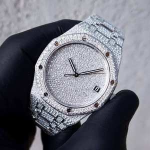 Reloj de Pulsera de Acero Inoxidable con Movimiento de Cuarzo, Esfera Blanca, Diamantes VVS y Moissanita para Hombre, en Oferta a Bajo Precio - Product Image 2