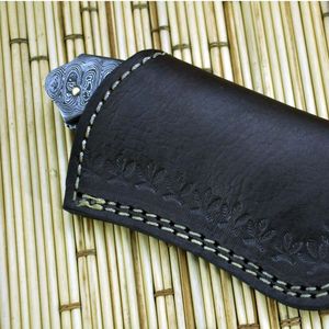 Couteau de chasse en acier Damas avec étui en cuir, lame à pointe tombante, bord droit, couteau de camping et de survie pour l'extérieur - Product Image 6