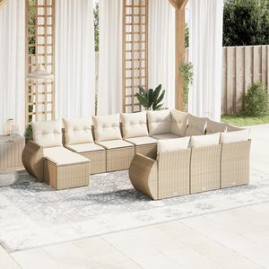 Beige Garden <b>Sofa</b> Set With Cushioned Seats And Pe <b>Rattan</b> Frame For Outdoor Use Contemporary Design - Product Image 3