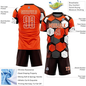 Maillot de sport d'été personnalisé pour hommes, respirant, en polyester, col en V, ensemble complet d'uniformes de football, kits de football d'été OEM pour adultes - Product Image 6