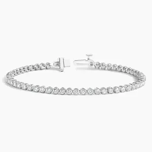 Women's 925 Silver Diamond Tennis <b>Bracelet</b> Round Brilliant Cut Channel Setting Classic Style GIA Certified Everyday Wear - Product Image 1