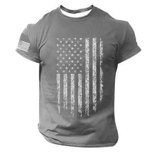T-shirt à manches courtes pour hommes One Nation God 250 Years Blessings American Flag Cross, coupe régulière, en coton, décontracté, respirant, 300g - Product Image 6