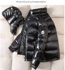 Men's Silver Hooded Puffer Jacket Waterproof Windproof 140g Polyester Winter Coat Casual <b>Fur</b> <b>Trim</b> Front Logo Zipper Closure - Product Image 4